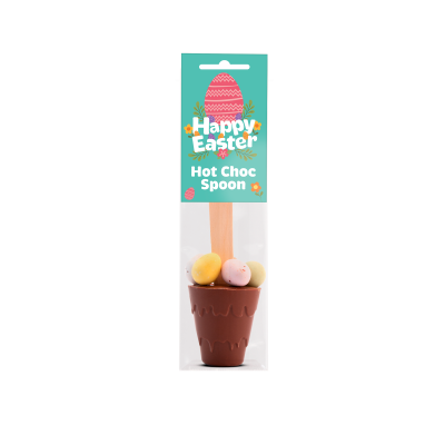 EASTER INFO CARD HOT CHOC SPOON with Speckled Mini Eggs