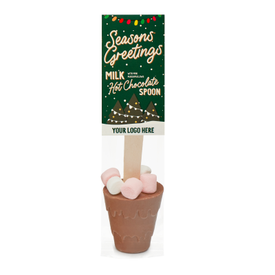 WINTER COLLECTION - ECO INFO CARD - HOT CHOC SPOON - MILK CHOCOLATE with Mini Marshmallows