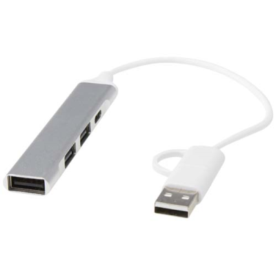 ALKAID 4-PORT RECYCLED ALUMINIUM METAL USB-A AND TYPE-C HUB with Dual Input