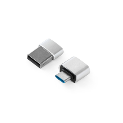 MINSKY SET OF 2 ALUMINIUM METAL USB-A  &  USB-C ADAPTERS in Satin Silver