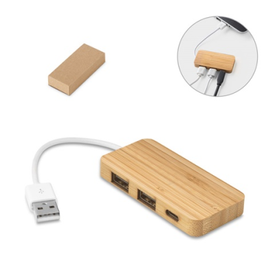 MOSER HUB with 2 Usb-A & 1 Usb-C Ports in Bamboo