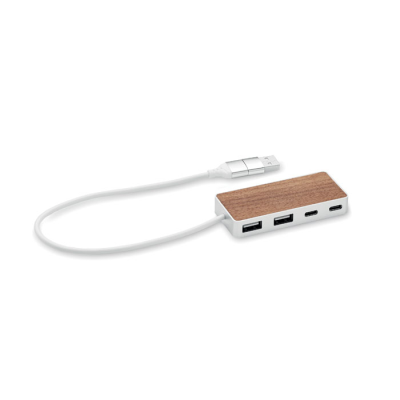 USB HUB 4 PORTS 27,5 CM in Brown