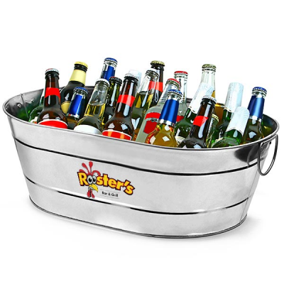 GALVANISED STEEL OVAL PARTY TUB BUCKET (24 LITRE)