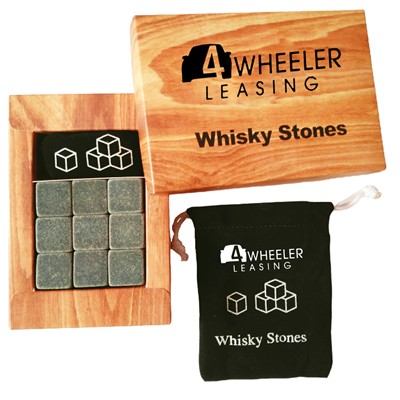 9 DRINK STONES SET with Delicate Box Velvet Bag - PROMOTIONAL CORPORATE GIFT
