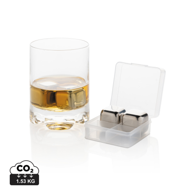 REUSABLE STAINLESS STEEL METAL ICE CUBES 4PC in Silver
