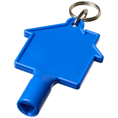 MAXIMILIAN HOUSE-SHAPED RECYCLED UTILITY KEY KEYRING CHAIN in Blue