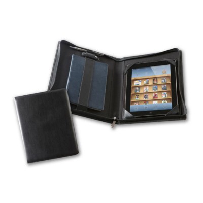 BLACK BELLUNO DELUXE ZIP IPAD CASE with Note Book Holder