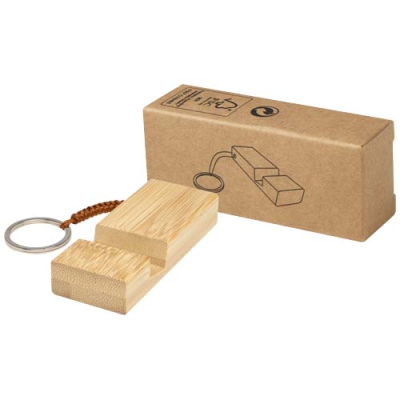 BOSONA BAMBOO MOBILE PHONE HOLDER with Keyring Chain