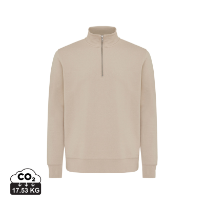 IQONIQ ELGON RECYCLED COTTON QUARTER ZIP SWEATER in Desert