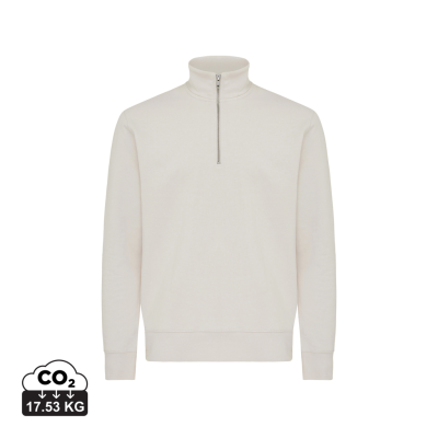 IQONIQ ELGON RECYCLED COTTON QUARTER ZIP SWEATER in Ivory White