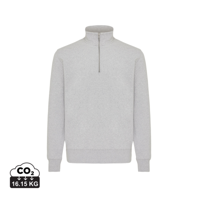 IQONIQ ELGON RECYCLED COTTON QUARTER ZIP SWEATER in Light Heather Grey