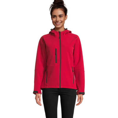 REPLAY LADIES HOOD SOFTSHELL in Red