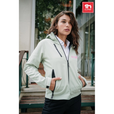 THC ZAGREB LADIES WOMENS SOFTSHELL JACKET with Detachable Hood & Rounded Back Hem