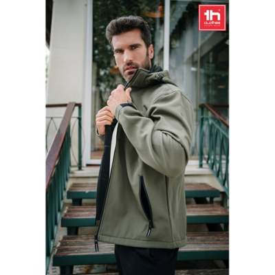 THC ZAGREB MENS SOFTSHELL JACKET with Detachable Hood & Rounded Back Hem