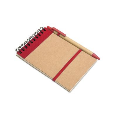 A6 RECYCLED NOTE PAD with Pen in Red