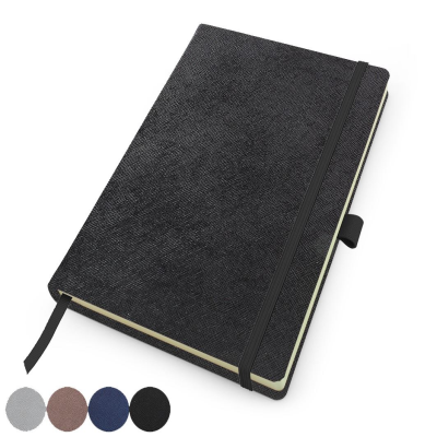 DELUXE A5 CASEBOUND NOTE BOOK in Textured Saffiano in 4 Metallic Colours