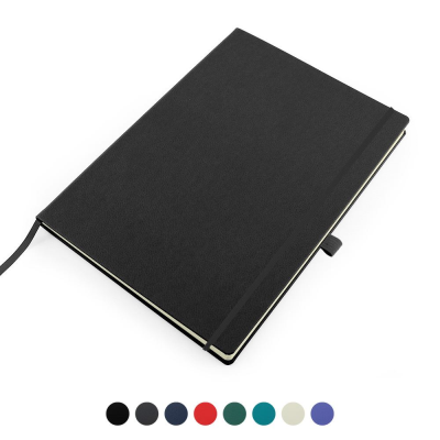 RECYCLED ELEATHER A4 CASEBOUND NOTE BOOK with Elastic Strap & Pen-Loop