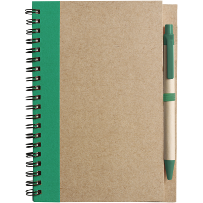 RECYCLED NOTE BOOK with Ball Pen in Green