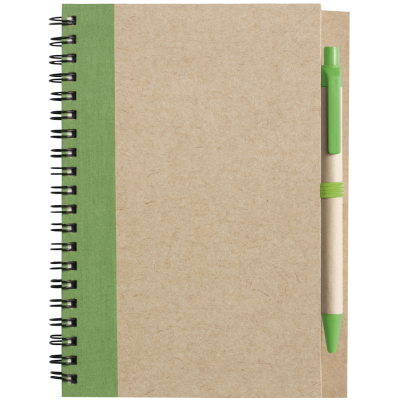 RECYCLED NOTE BOOK with Ball Pen in Pale Green