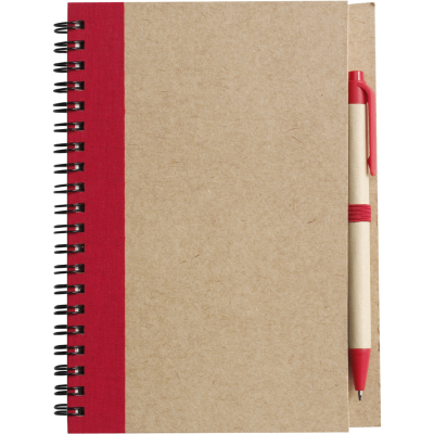 RECYCLED NOTE BOOK with Ball Pen in Red