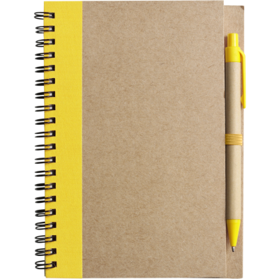RECYCLED NOTE BOOK with Ball Pen in Yellow - PROMOTIONAL CORPORATE GIFT