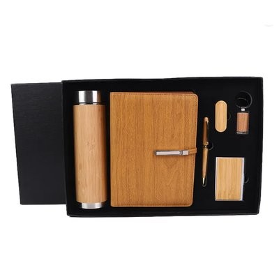 6-IN-1 BUSINESS BAMBOO NOTE PAD GIFT SET BOX