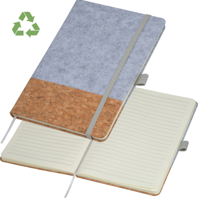 A5 NOTE BOOK OUT OF CORK AND FELT in Silvergrey 