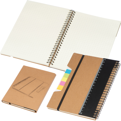 A5 NOTE BOOK with Ruler & Sticky Notes in Brown