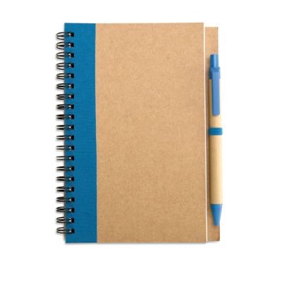 B6 RECYCLED NOTE BOOK with Pen in Blue