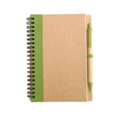 B6 RECYCLED NOTE BOOK with Pen in Green