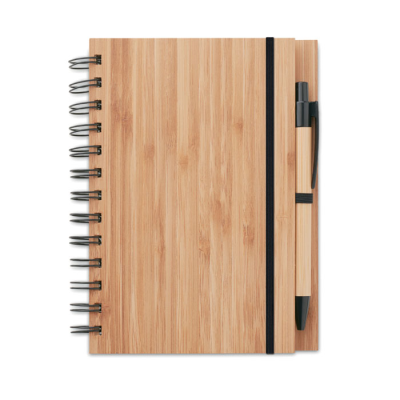 BAMBOO NOTE BOOK with Pen Lined in Brown