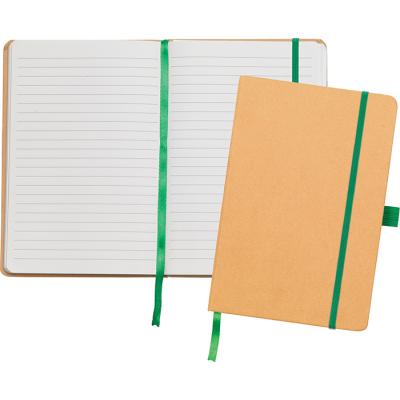 BROADSTAIRS RECYCLED KRAFT PAPER A5 NOTE BOOK in Nat Green
