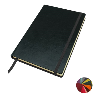 COLOUR KENSINGTON DISTRESSED LEATHER A5 CASEBOUND NOTE BOOK with Elastic Strap