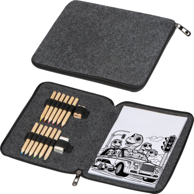 COLOURING SET in Felt Case in Anthracite Grey 