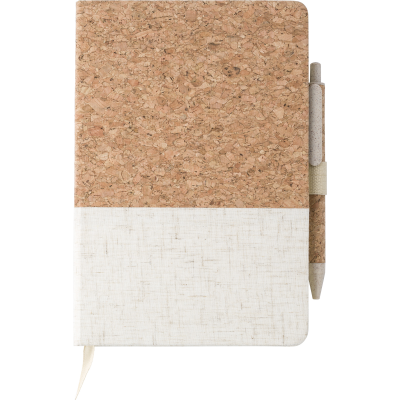 CORK AND LINEN NOTE BOOK (APPROX