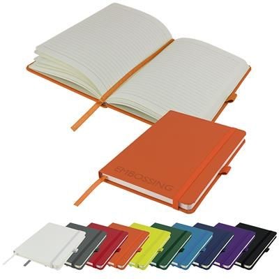 DEBOSSED DIMES A5 LINED SOFT TOUCH PU NOTE BOOK 196 PAGES in Orange
