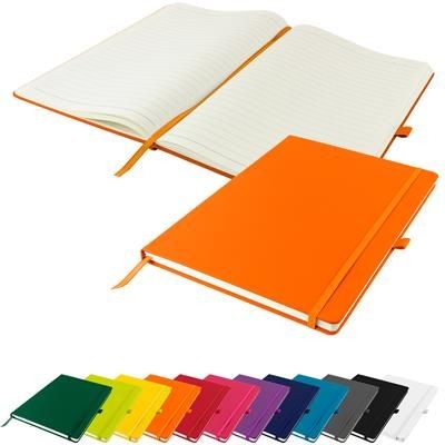 DEBOSSED DUNN A4 PU SOFT FEEL LINED NOTE BOOK 196 PAGES in Orange
