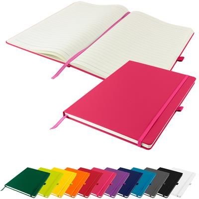 DEBOSSED DUNN A4 PU SOFT FEEL LINED NOTE BOOK 196 PAGES in Pink