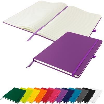 DEBOSSED DUNN A4 PU SOFT FEEL LINED NOTE BOOK 196 PAGES in Purple