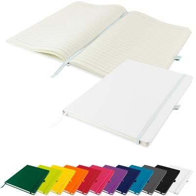 DEBOSSED DUNN A4 PU SOFT FEEL LINED NOTE BOOK 196 PAGES in White