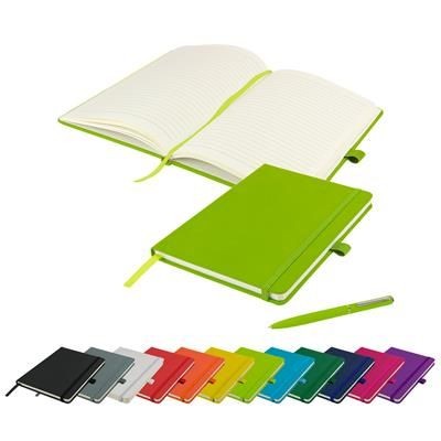 DEBOSSED WATSON A5 BUDGET LINED SOFT TOUCH PU NOTE BOOK 160 PAGES in Lime