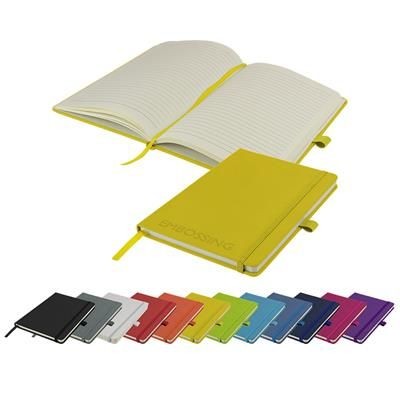 DEBOSSED WATSON A5 BUDGET LINED SOFT TOUCH PU NOTE BOOK 160 PAGES in Yellow