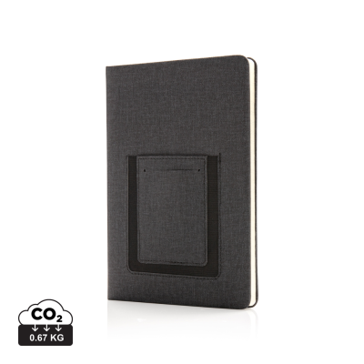 DELUXE A5 NOTE BOOK with Phone Pocket in Black