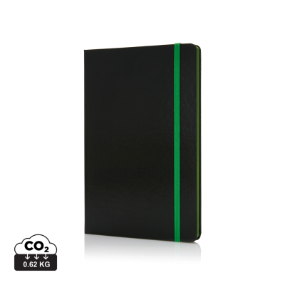DELUXE HARDCOVER A5 NOTE BOOK with Colour Side in Green