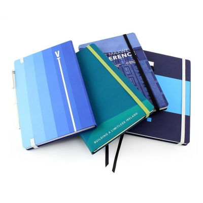 DESIGNER FULL COLOUR A5 CASEBOUND NOTE BOOK with Elastic Strap