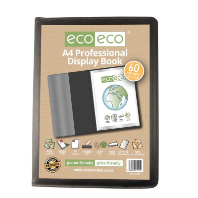 ECO-ECO A4 60 POCKET BLACK PROFESSIONAL DISPLAY BOOK (UK STOCK)