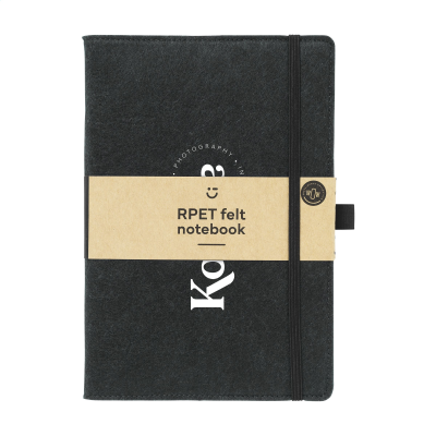 FELTY GRS RPET PAPER NOTE BOOK A5 in Black - PROMOTIONAL CORPORATE GIFT