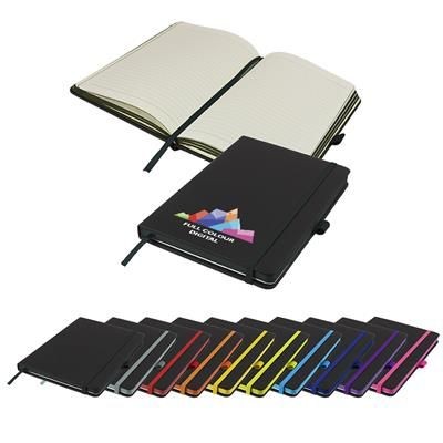 FULL COLOUR DENIRO EDGE A5 LINED SOFT TOUCH NOTEBOOK