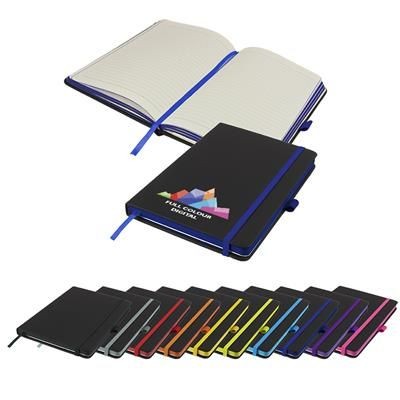 FULL COLOUR DENIRO EDGE A5 LINED SOFT TOUCH NOTEBOOK