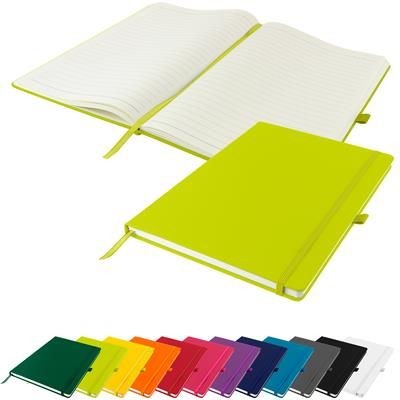 FULL COLOUR PRINTED DUNN A4 PU SOFT FEEL LINED NOTE BOOK 196 PAGES in Lime